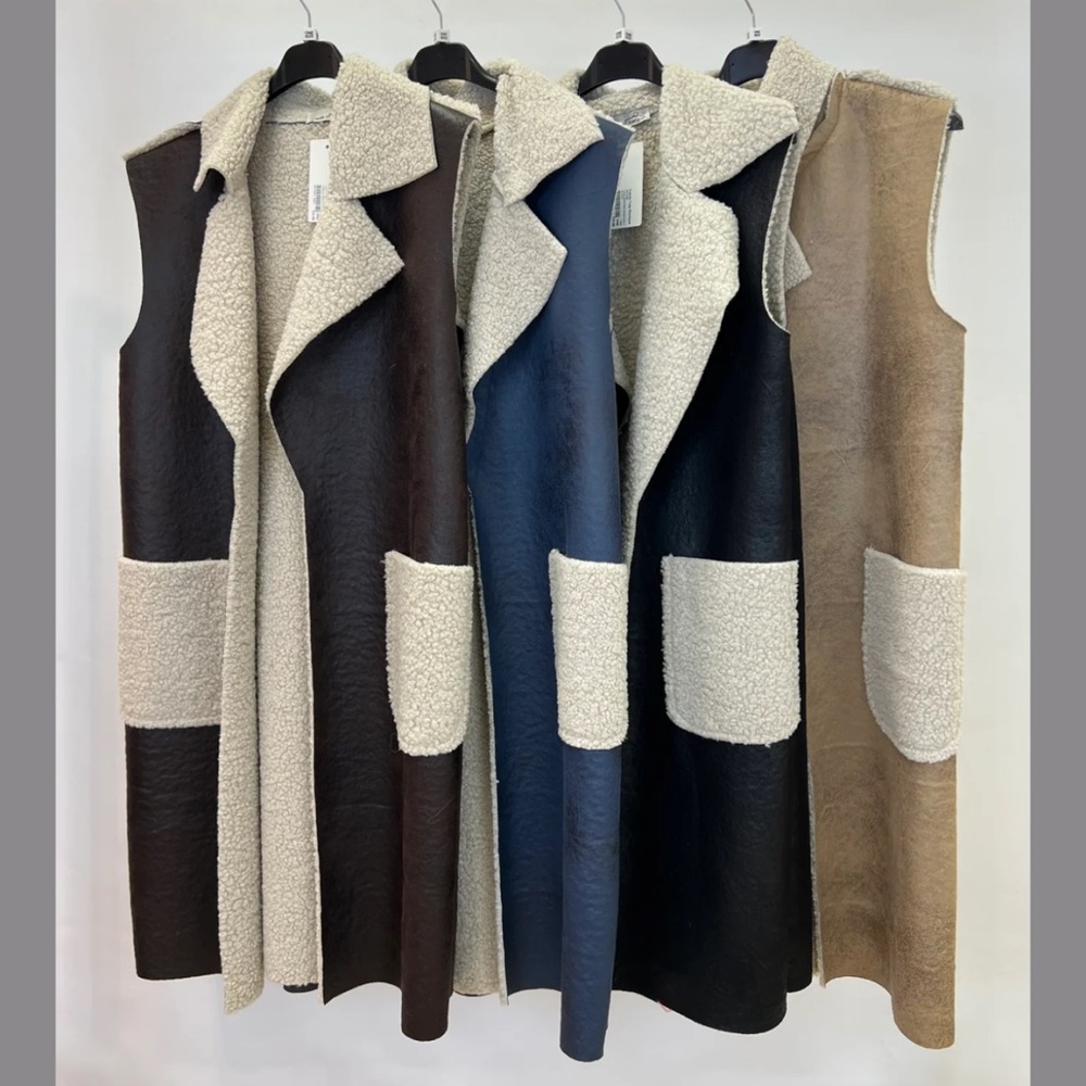 ShopEvelynne Women's Shearling Vests - Tan OSFA